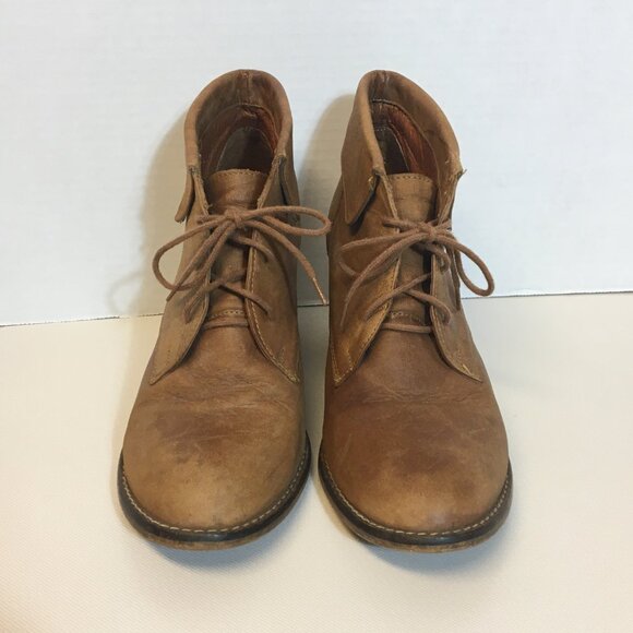 Steve Madden Bootie Jasperr Cuffed Tan Leather Size 9.5 Distressed - Picture 5 of 14